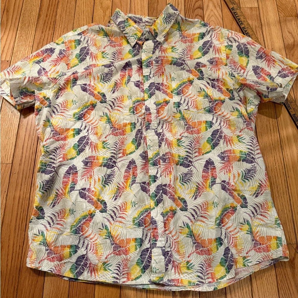 Sonoma Colorful Leaf Print Men's Hawaiian Cotton Shirt